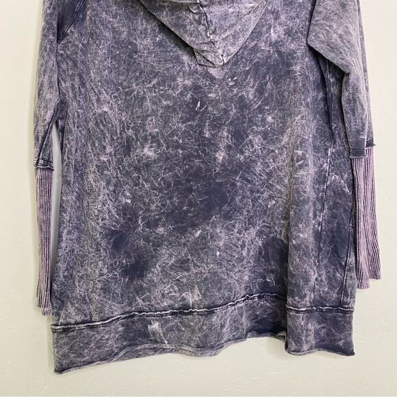 Abree Purple Mineral Wash Distressed Lagenlook Longline Hoodie Large - Picture 8 of 10